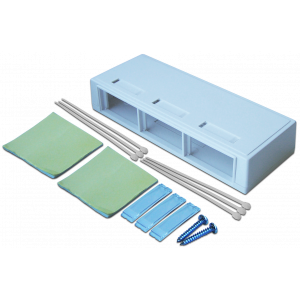 Wall mounting box for three modular inserts, white